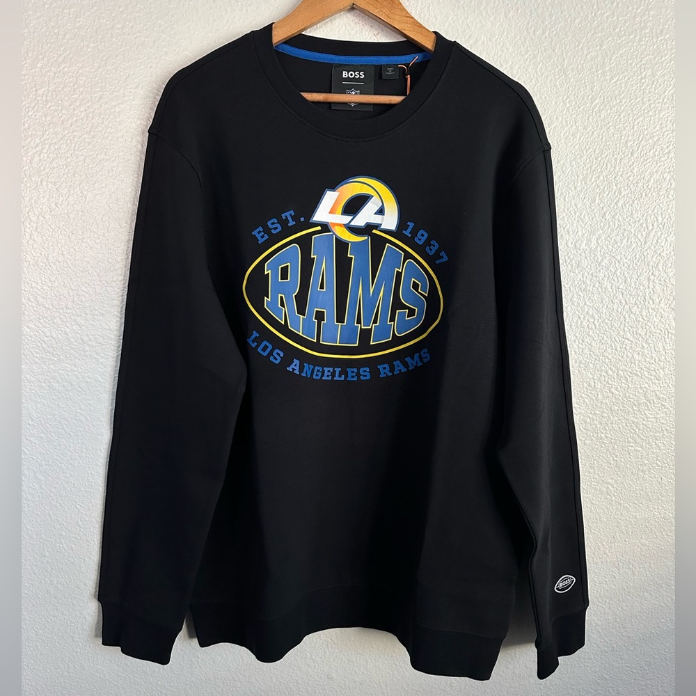 Los Angeles Rams NFL HUGO BOSS Knit Athletic Pullover Sweater Stafford Men Sizes